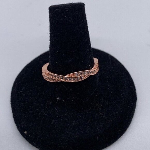 Bedazzled Braid Adjustable Bangle Ring Rose Gold With Clear Stones for Women - Picture 5 of 6